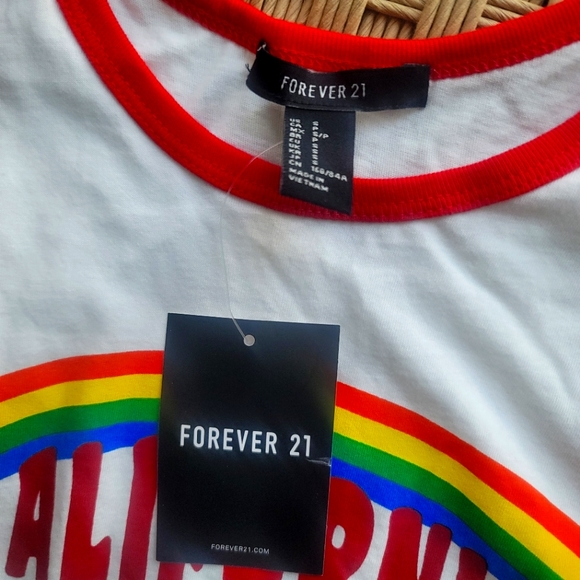NWT Forever 21 Crop Rainbow Graphic Tank Top Size Small - Picture 7 of 9